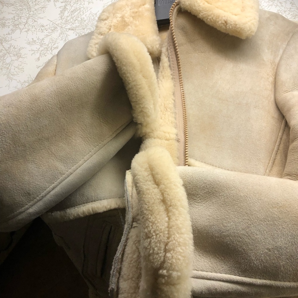Cream Suede Shearling coat.